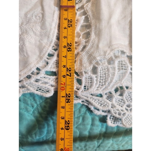 CYNTHIA ROWLEY Sz 2X White Linen Blend Battenberg Crochet Tunic Top Boho Coastal - Picture 9 of 9